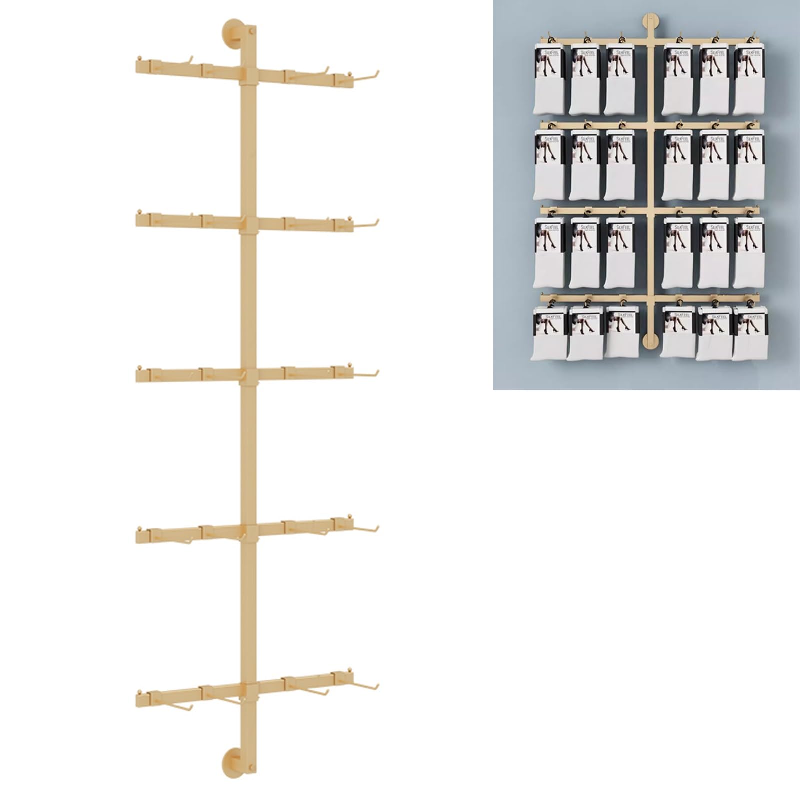 HUXUZYDY Appendiabiti da parete Rella, appendiabiti per cappelli da calcio, biancheria intima e accessori, salvaspazio, oro, 40 x 120 cm, oro, 40 x 120 cm