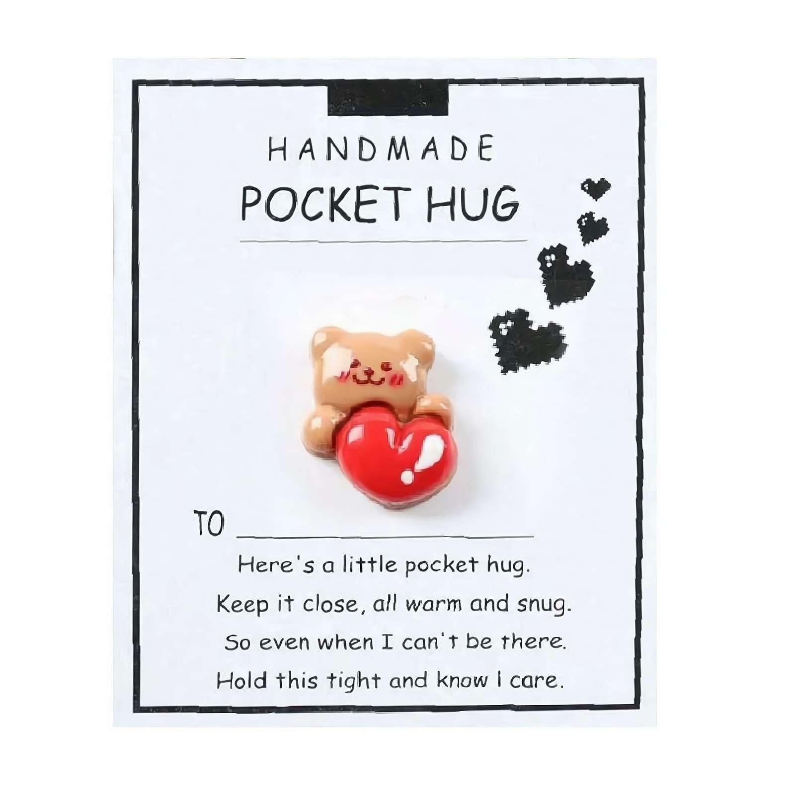 Un pequeño abrazo de oso de bolsillo, enviándote un abrazo de oso con tarjetas positivas, adornos emocionales, soporte de tarjeta de oso Kee con saludo