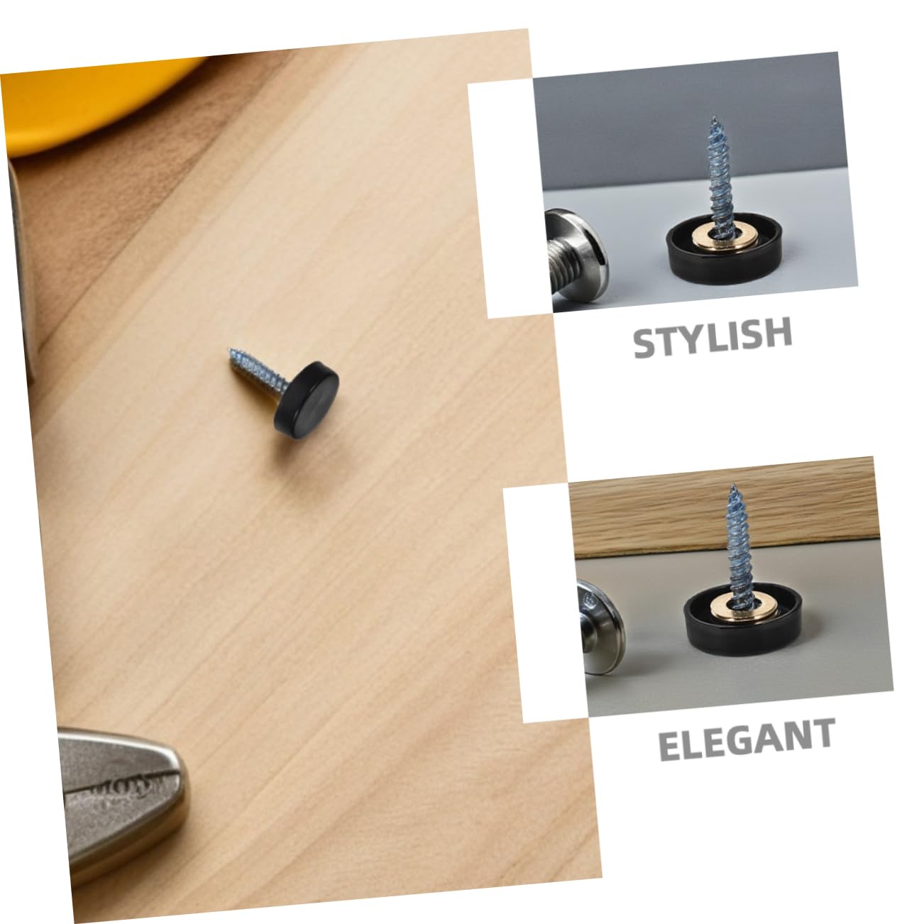 Stainless Steel Mirror Screws Decorative Caps 12 Pcs Black 16mm