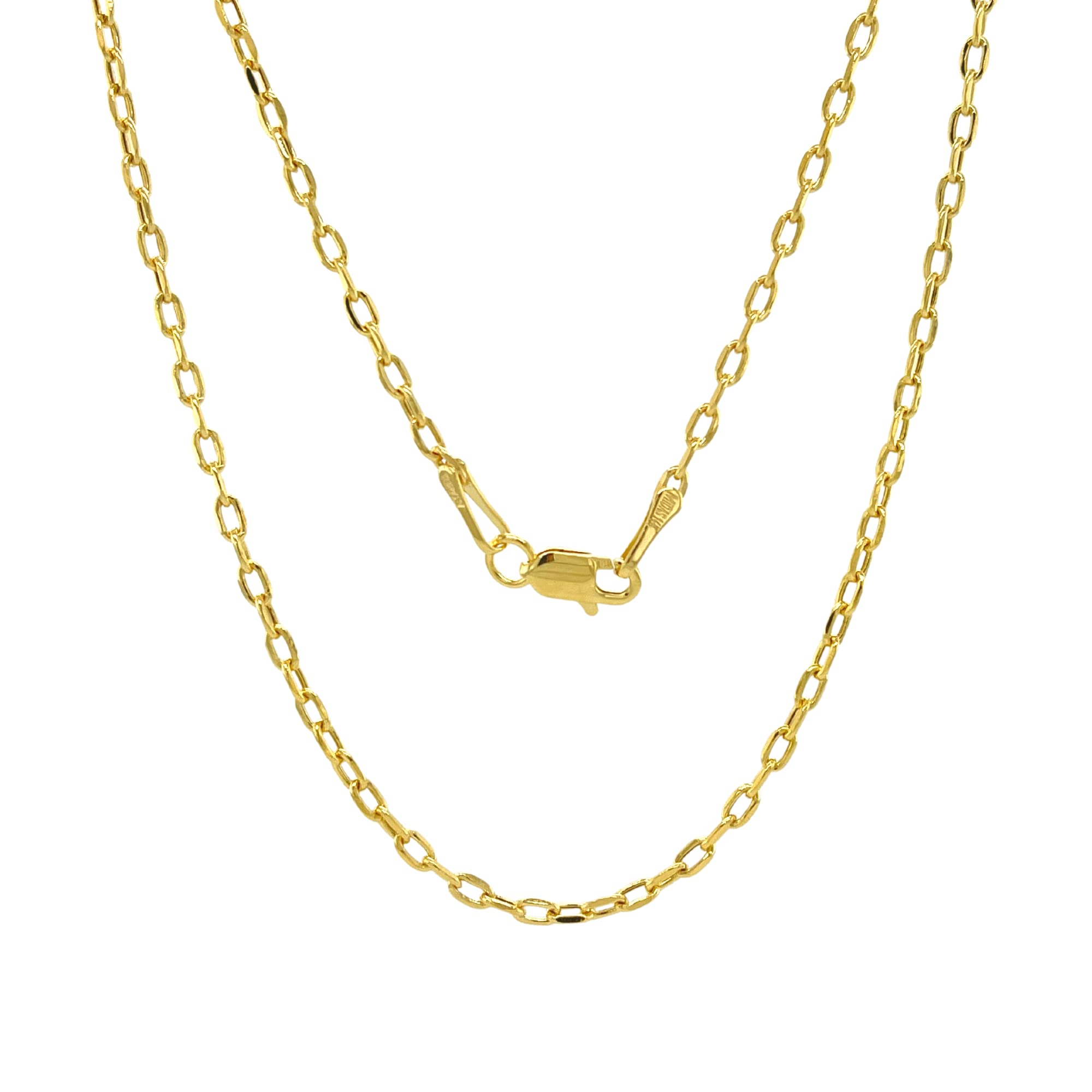 JEWELHEART 14K Real Gold Link Chain Necklace - 0.65mm 0.8mm 0.95mm 2mm Diamond Cut Cable Chain - Dainty 10K Yellow Gold Necklace For Men Women with