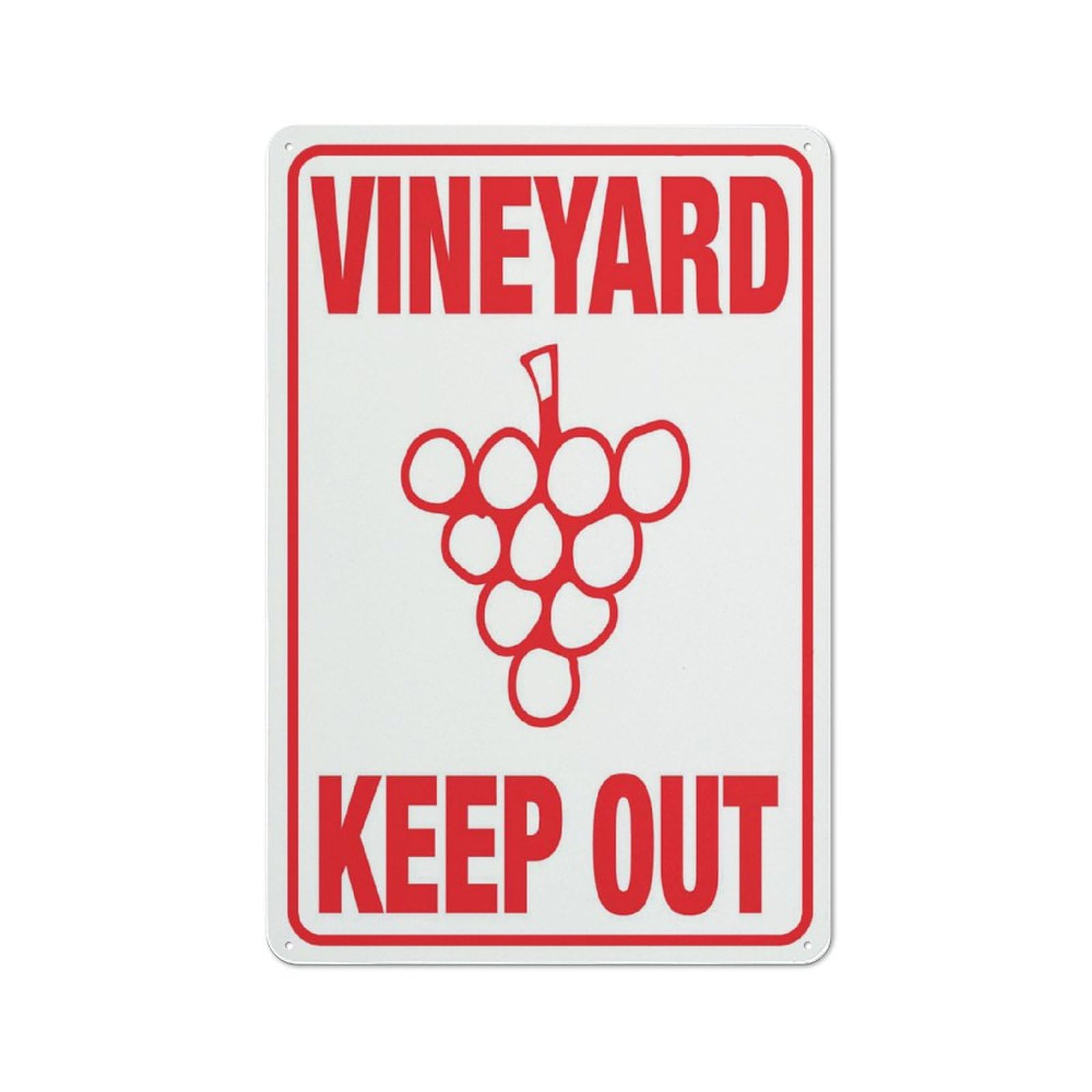Vineyard Keep Out Sign for Business, 8x12 Inch Rust-Free UV-Printed Aluminum, 4 Pre-Drilled Holes, Durable & Weatherproof