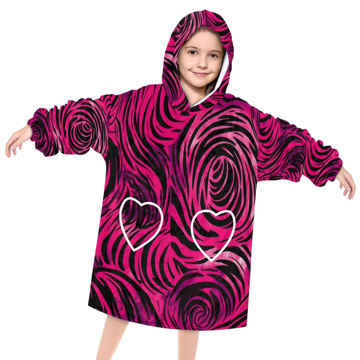 Kids Blanket Hoodie Abstract Pattern Wearable Blanket Hoodie Oversized Hooded Blanket, Sweatshirt Blanket with Pockets Soft Warm Kids Hooded Blanket for Girls, Boys