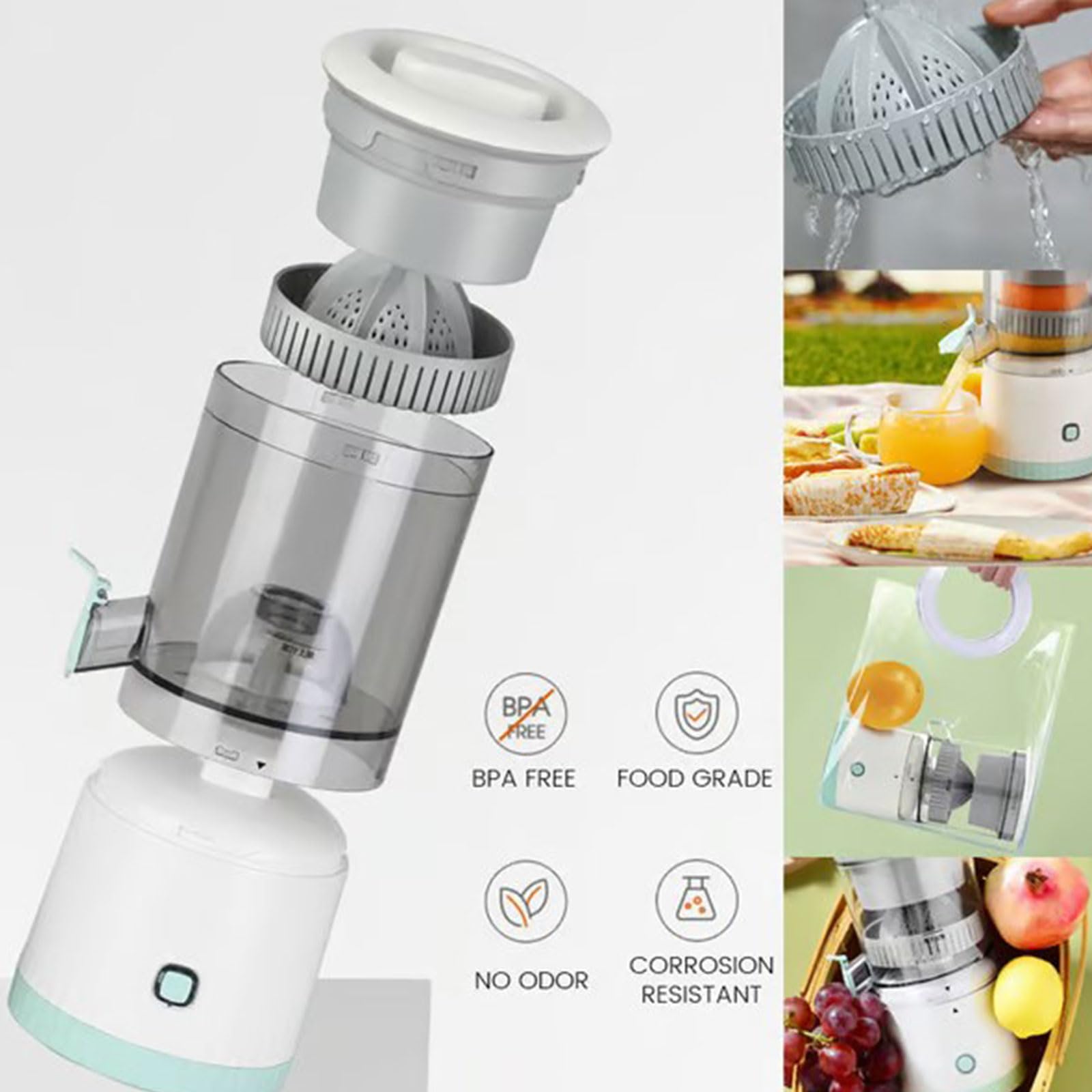 Exprimidor de separación automática mejorado 2025, exprimidor recargable de verduras y frutas, exprimidor de pomelo y naranja, fácil de limpiar (rojo, 3.7 V)