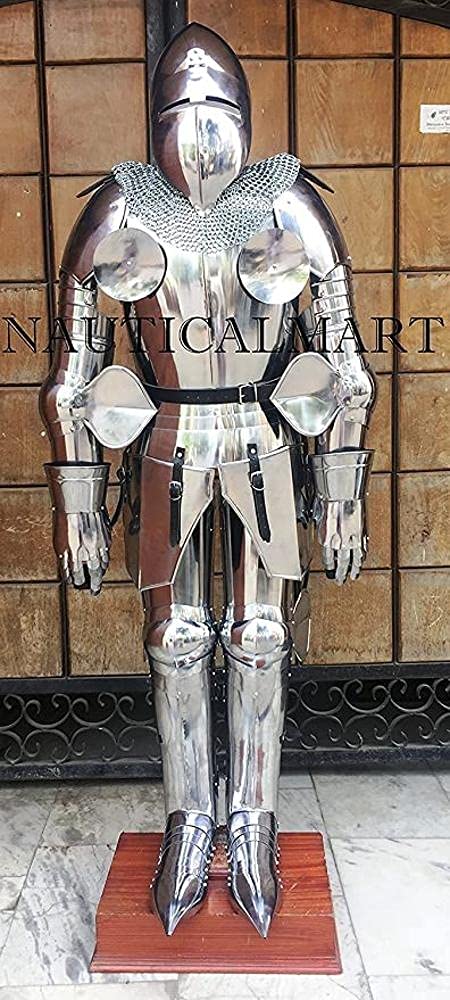 NauticalMart Medieval LARP Bascinet Full Suit of Armor Wearable Costume