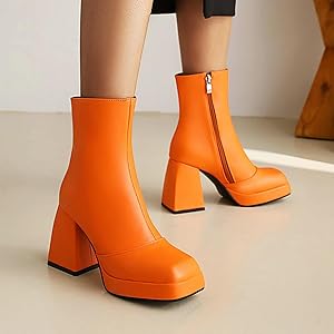 Amazon | [LSDZW] ブーツ オレンジ メンズ レースアップブーツ