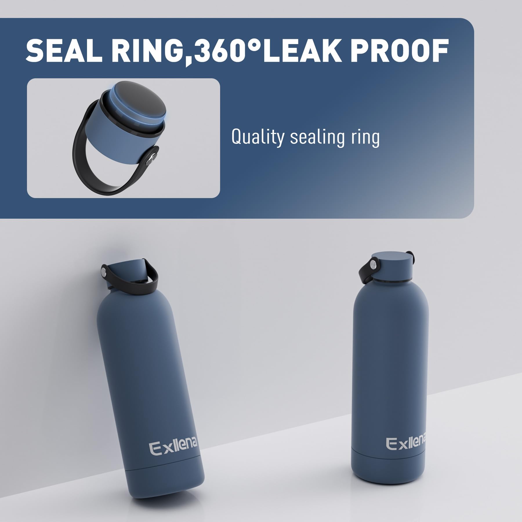 Exllena 500ml Water Bottles Metal with Handle Lid and Carabiner - Image 4