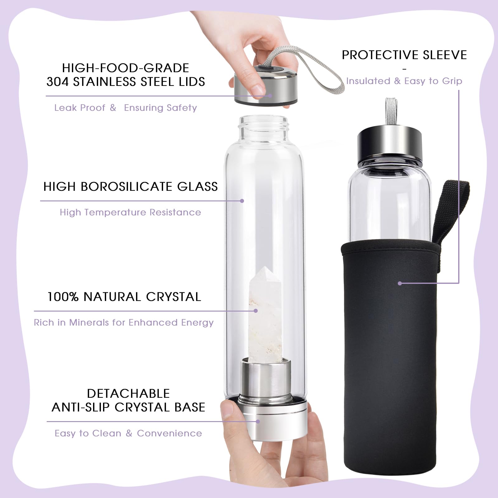 Amazon.co.jp: ChezMax クリスタルガラスウォーターボトル エネルギー