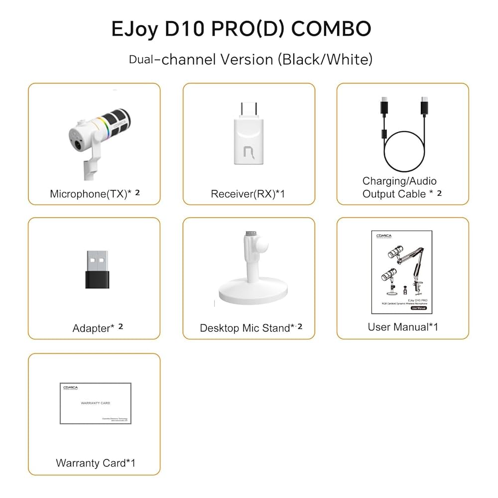 COMICA Ejoy D10 PRO ホワイト マイク マイクアーム Amazon.com: EJoy D10 PRO(D) Wireless USB Gaming Microphone