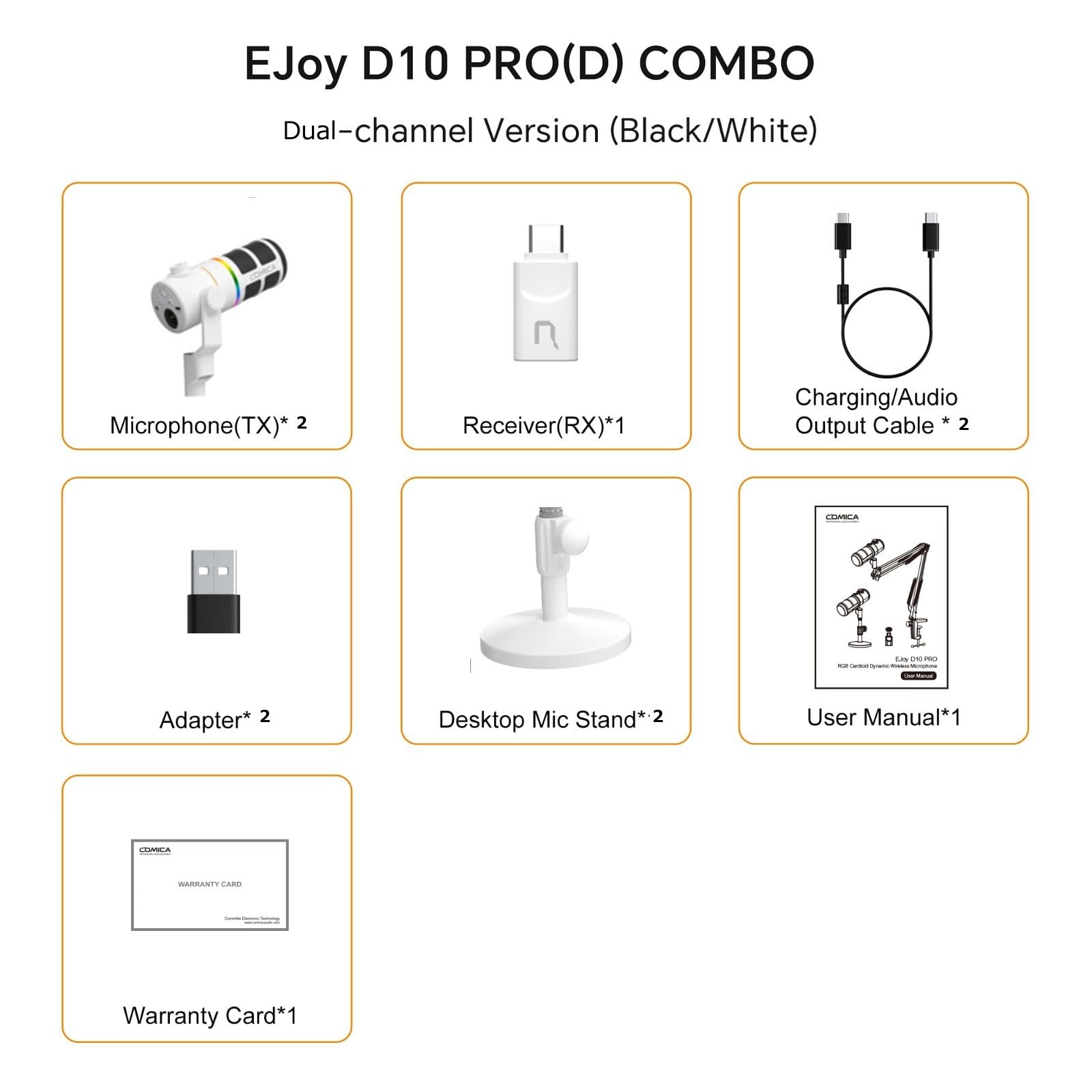 COMICA D10 Pro D Combo XLR USB Dynamic Microphone with Receiver Desktop Mic Stand for Gaming/TikTok/Podcast Recording,Support RGB Light Mute Button for PC,Smartphone,Computer,Mac,PS4/5(White) - Image 2