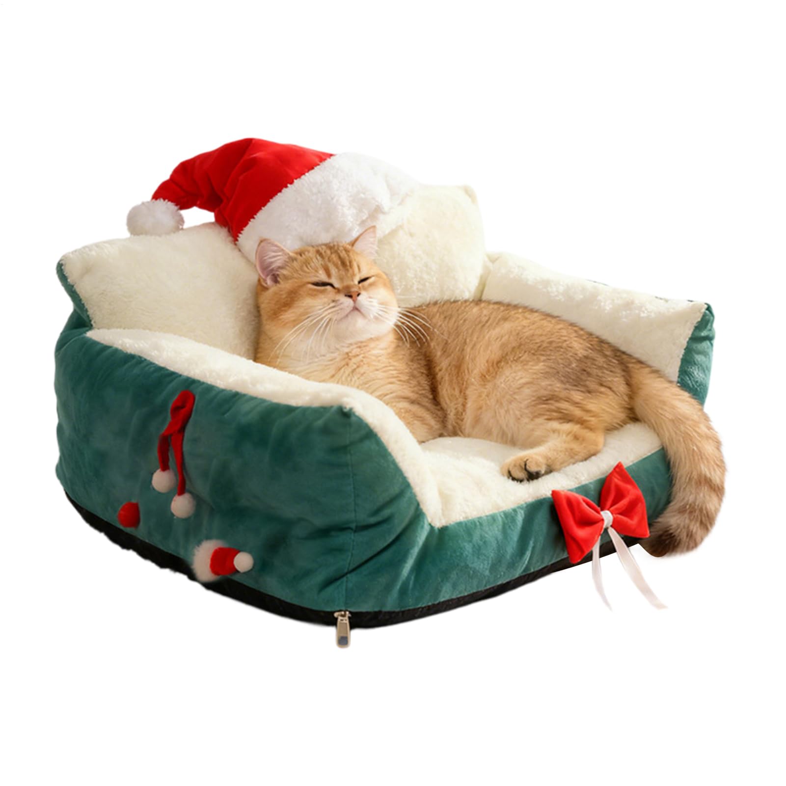 Sofá Cama para Gatos, salón de Navidad con Sombrero de Papá Noel, sofá de Apoyo para Mascotas, para Cocina, Dormitorio, Sala de Estar, Porche, Patio, balcón, área de Juegos, apartamento, hogar