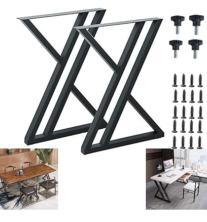 SK Sa Krish Dining Table Legs Metal for Kitchen Modern Furniture Legs,Z Design, Set of 2 (Black H-68 cm/W-51cm) Black (Z DESIGN)