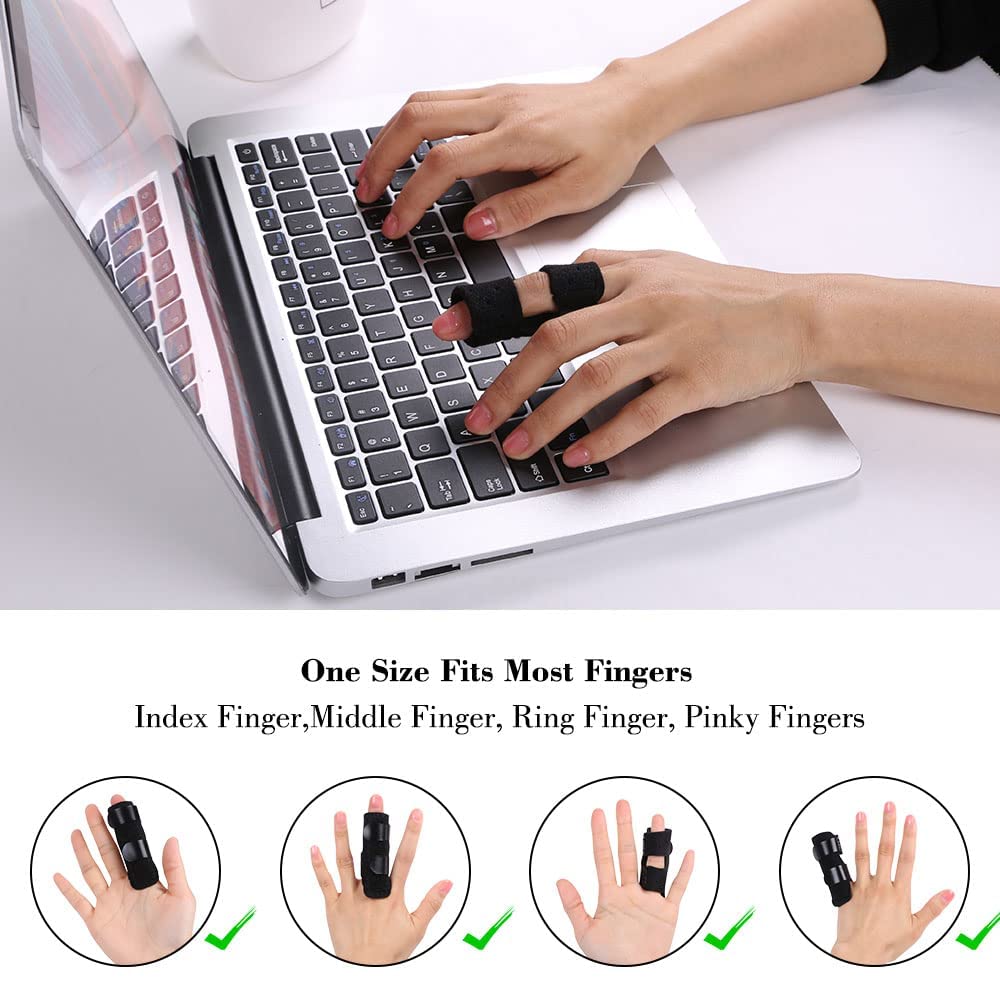 ACWOO Stecche per le Dita, 2 Pezzi Stecca per Dito Regolabile, Supporto di Mano Splint Dito per Allevia il Dolore, Tendinite, Artrite, Slogato, Rotto, Frattura (Nero)