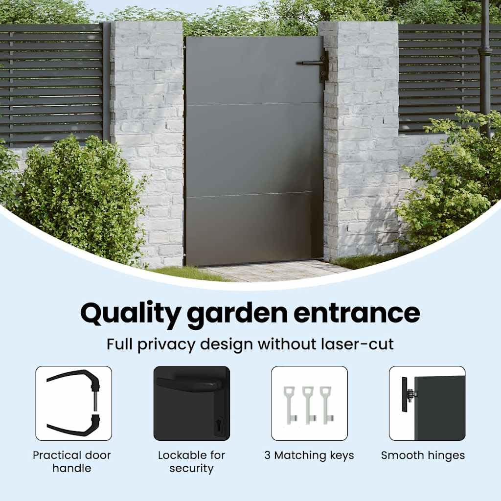 vidaXL Gartentor Schwarz 85 x 150 cm Pulverbeschichteter Stahl, Garten und Terrasse, rechteckiges, modernes Stahltor, wetterfest, sicheres Zugang, minimalistisches Design