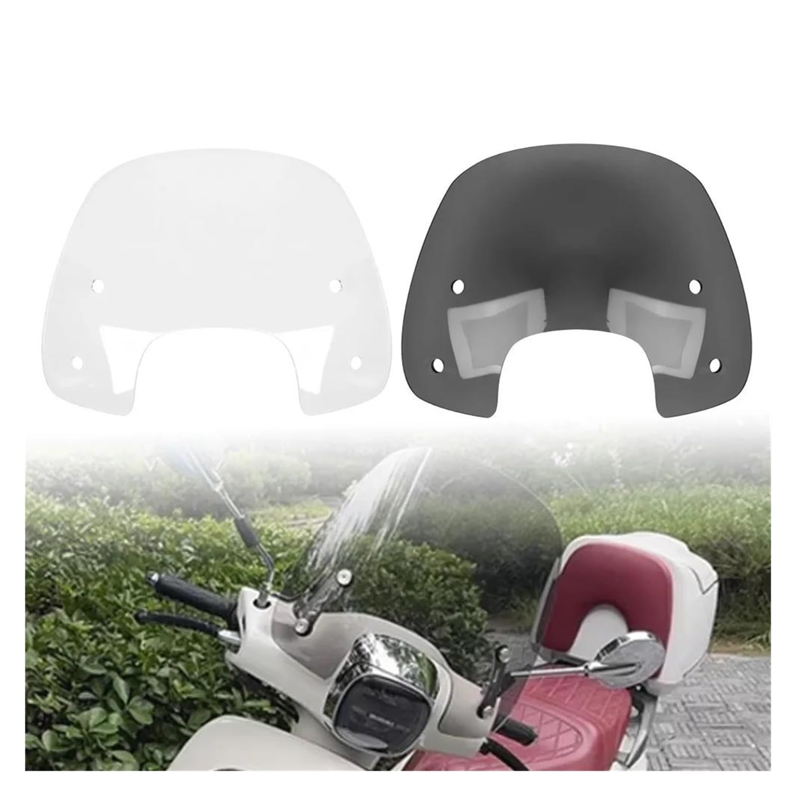 Parabrezza anteriore per moto per SU&ZUKI US125 con staffa, deflettore a doppia bolla, protezione antivento(Smoke 28cm)
