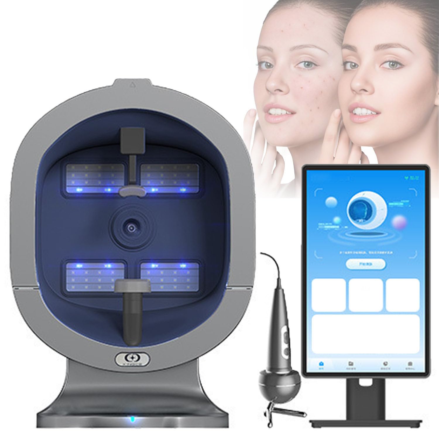 ToayNia 3D Intelligent Face Skin Analyzer,Full-Facial Analysis Instrument,Skin Condition Evaluation,Spectrum Facial Scanner For Face & Scalp,Smart Assessment & Visual Reports 15.6