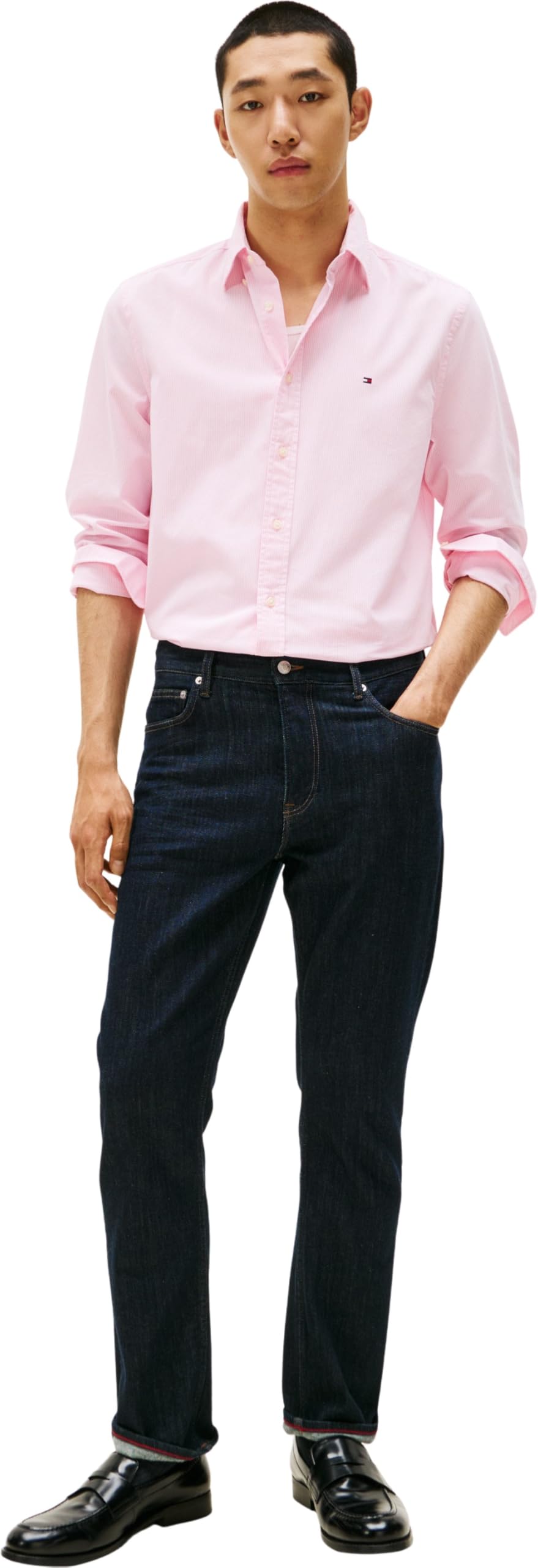Tommy Hilfiger Uomo Camicia Flex Poplin Micro Gingham Regular Fit