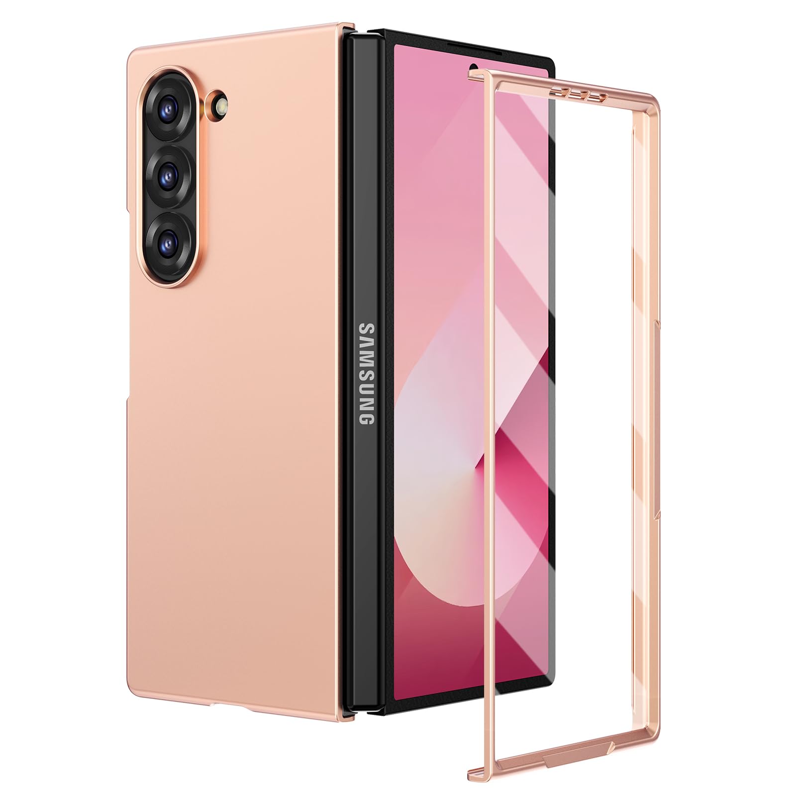 Ruky for Z Fold 6 Slim Case, Full Body Protection with Built-in Screen Protector Hard PC Slim Anti-Scratches Shockproof Protective Phone Case for Galaxy Z Fold 6, Gold