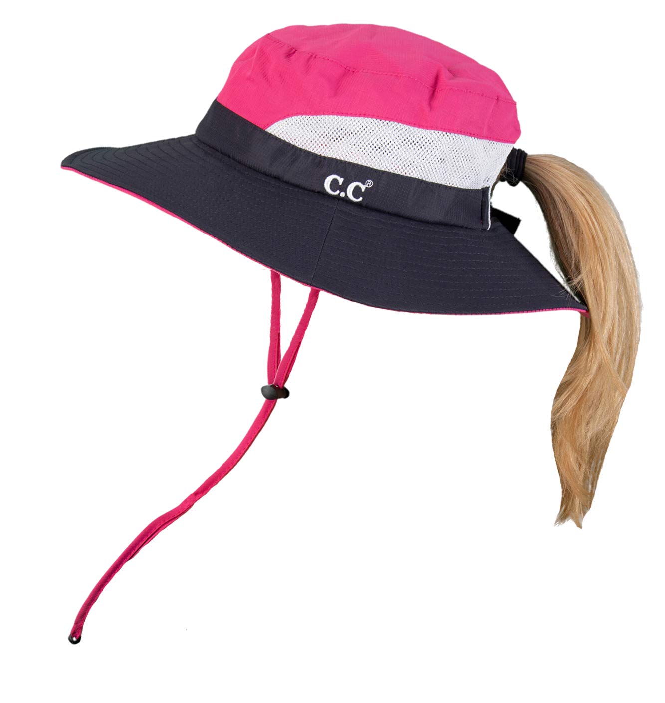 Messy Bun Sun Hat Wide Brim Mesh Cap 