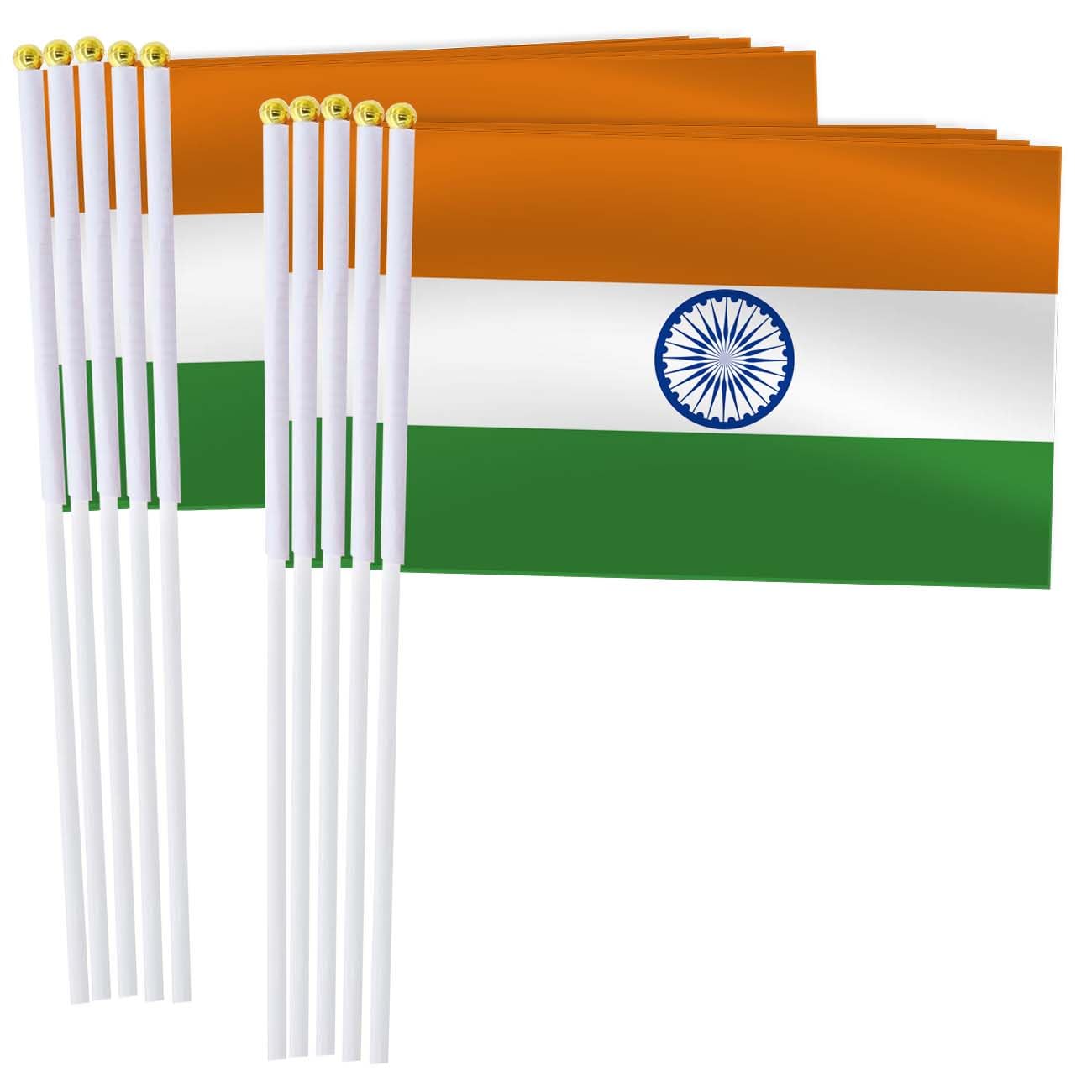 25 Pack India Handheld Small Flag,Mini Indian Hand Held Miniature Stick Decor โ image 1