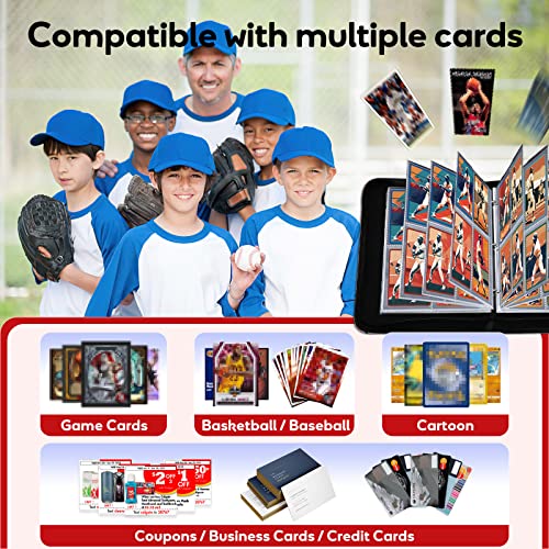 4 Pocket Baseball Card Binder With 400 Cards, Double-Sided Trading Card Binder For Game Cards, Card Holder For Playing Cards, Card Sleeves For Sports Basketball Football Fan Cards #TOP4
