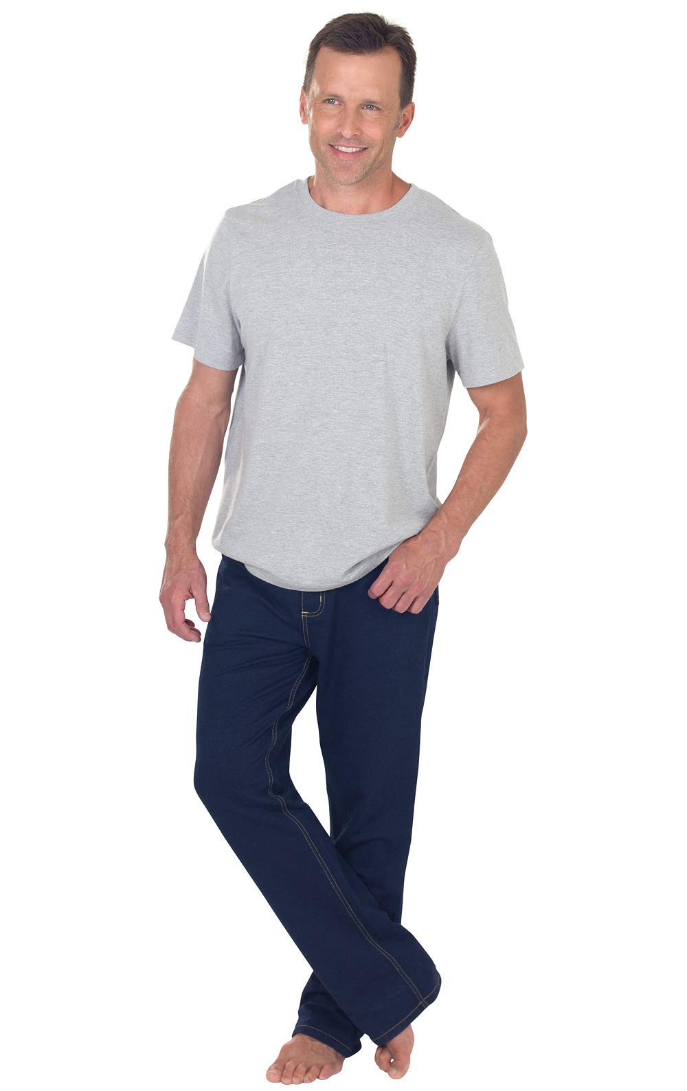 PajamaJeans Mens Pull On Jeans - Elastic Waist Pants - Straight Leg Sweatpant Jeans Indigo XXL product thumbnail 7