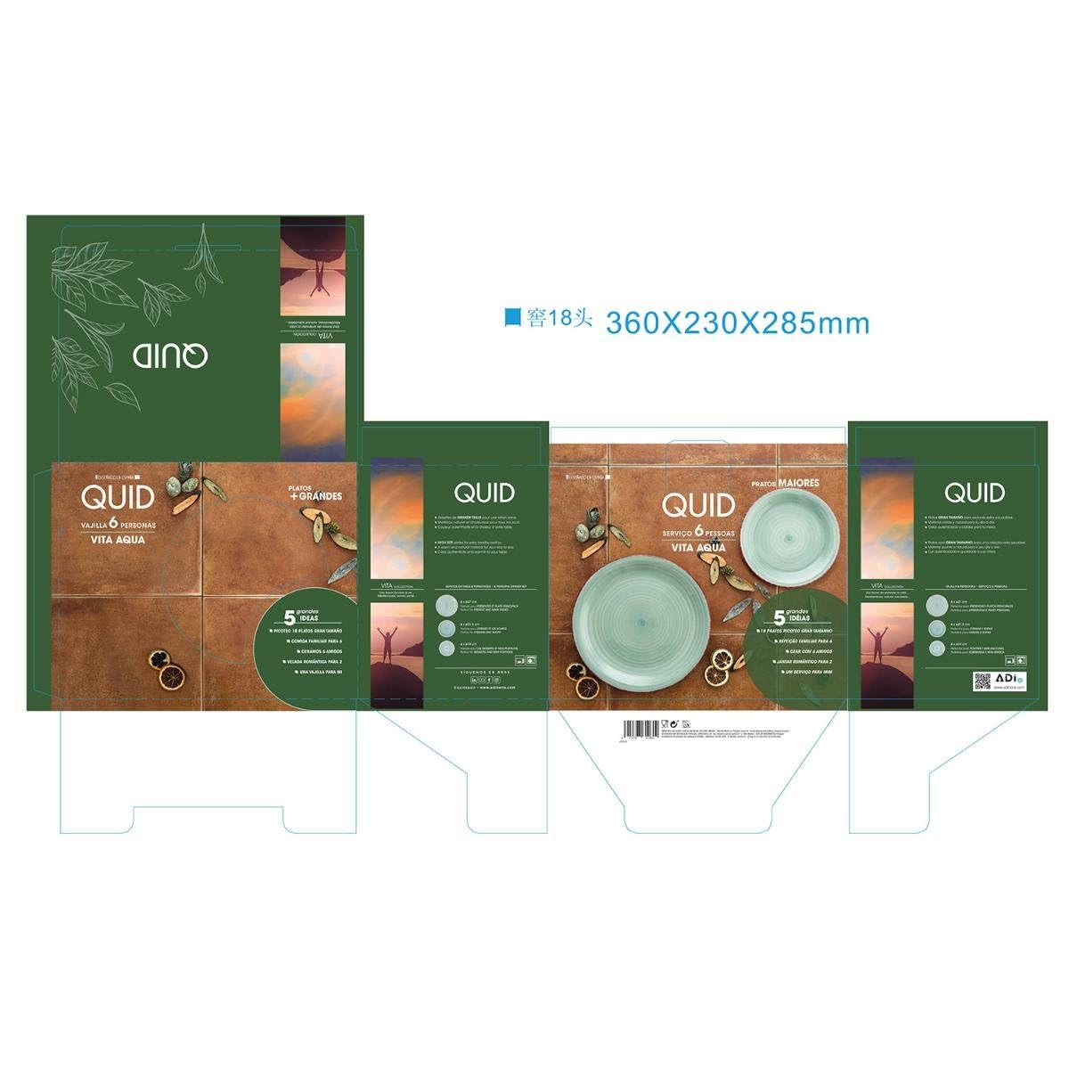 Quid Vita Aqua Vajilla Cerámica Apto Microondas Apto Congelador Apilable