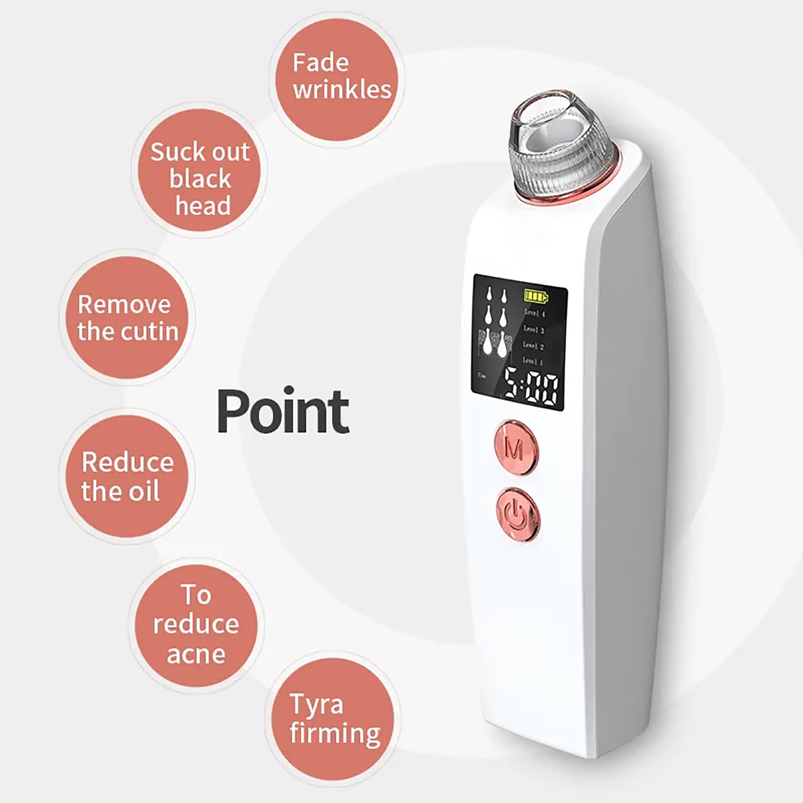 Estrattore Di Punti Neri, Strumento Per Punti Neri Con Fotocamera HD Da 30 W, Aspiratore Per Pori Per Rimozione Punti Neri, Connessione Con Smartphone/4 Potenza Di Aspirazione/4 Sonde,per Salon