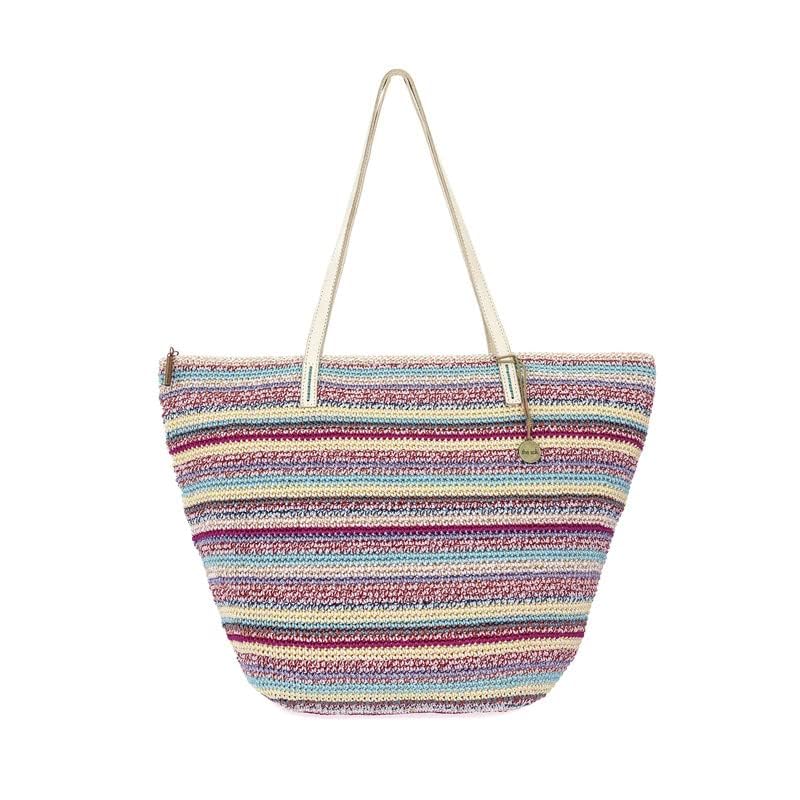 Image of The Sak Faye Tote Bag - Hand Crochet Women's Purse For Everyday & Travel - Handbag With Zipper Pocket & Shoulder Straps
