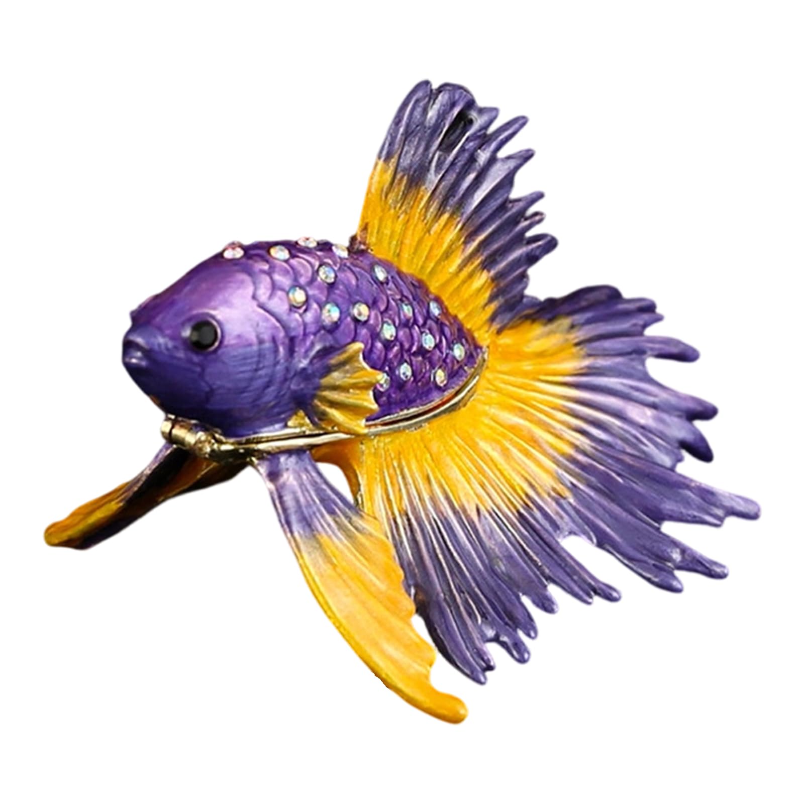 Piceioep Unique Siamese Fighting Fish Themed Jewelry Container Elegant Zincs Alloy Crafted Trinket Box for Home Decoration Siamese Bettas Jewelry Box
