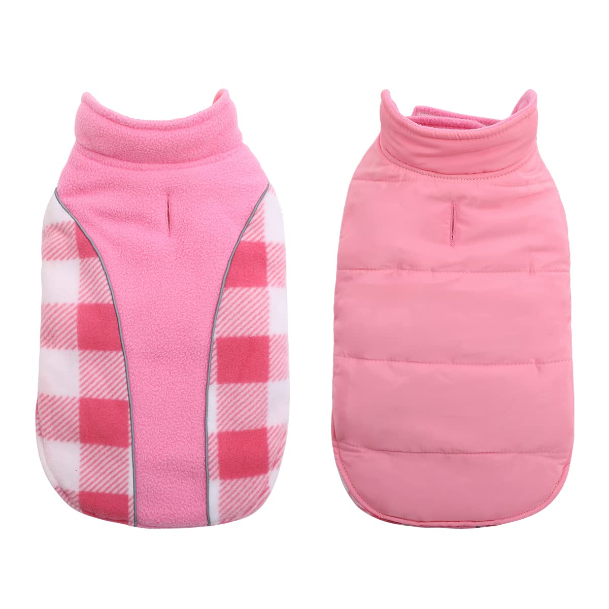 CITÉTOILE Cappotto per Cani Antivento, Giubbotto Invernale Cane Reversibile di Taglia Piccola/Media/Grande, Giacca Gilet Invernale Cane con Foro per Imbracatura, Riflettente, Rosa, S