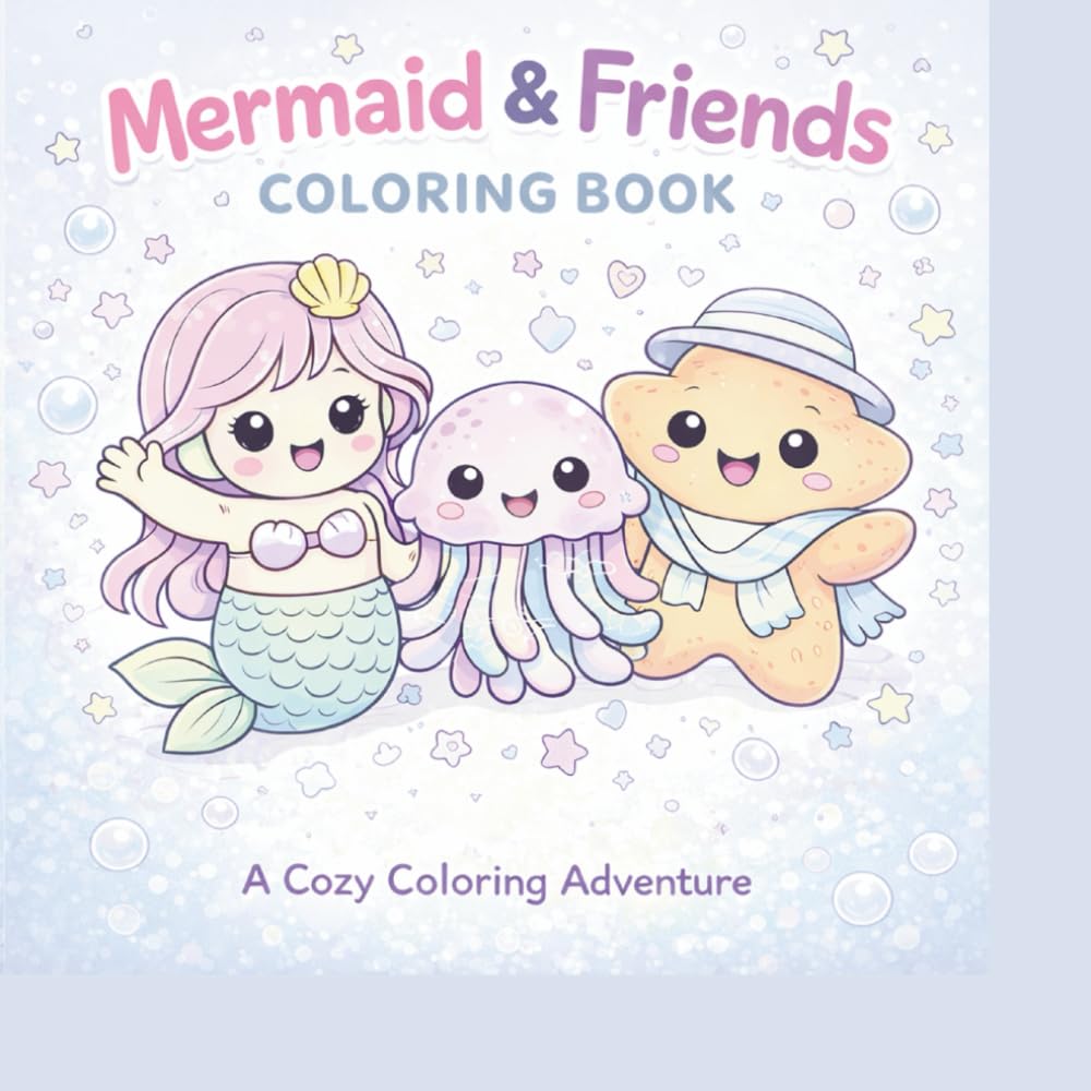 Mermaid & Friends Coloring Book: A Cozy Coloring Adventure