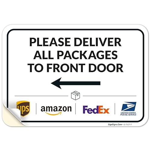 Vista 607 de Cartel de entrega del paquete, letrero de instrucciones de entrega, 10 x 7 pulgadas, aluminio 040 libre de óxido, resistente a la decoloración
