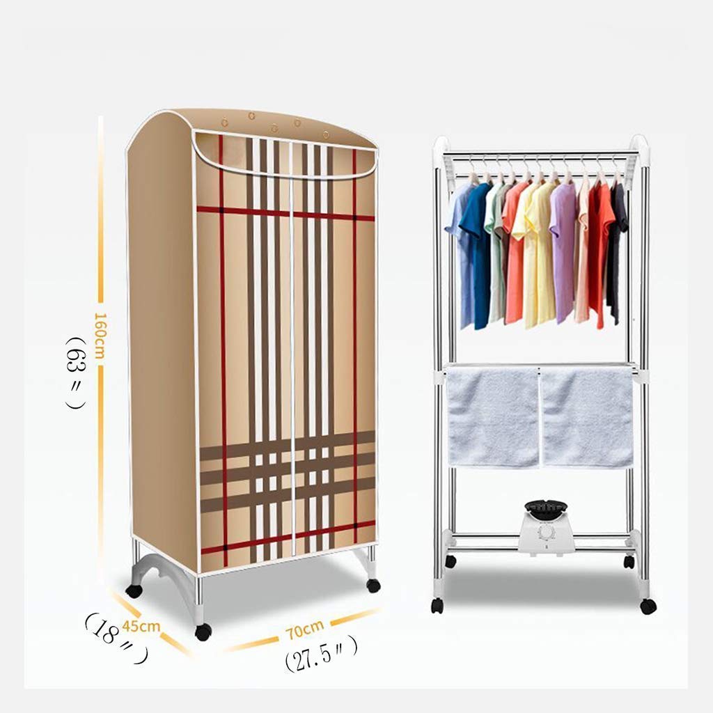 SHKUU Secadora de Ropa portátil Rejilla de Secado Plegable eléctrica, Secado en Caliente en Interior de 2 Niveles, Armario de Secado con Aire Caliente de 1010 W, Temporizador automático para