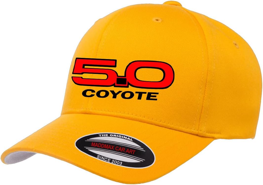 Ford Mustang Coyote 5.0 Classic Logo Design Athletic Baseball Fitted Hat Cap