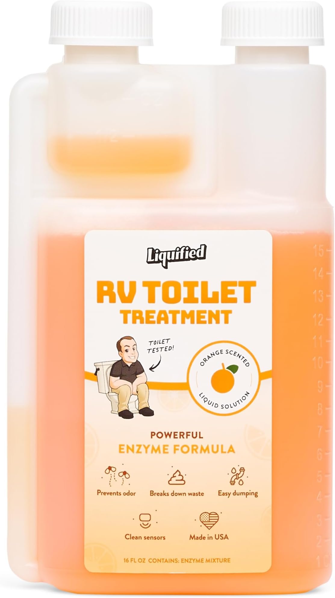 Liquified RV Toilet Treatment - Black Holding Tank Digester - Odor Eliminator - Orange Scent - Matts RV Reviews (16oz)