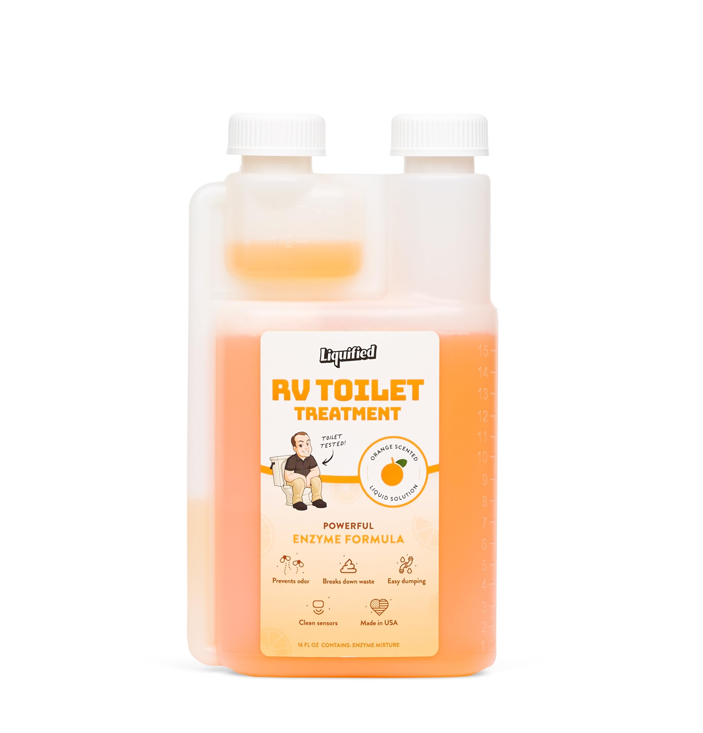 Liquified RV Toilet Treatment - Black Holding Tank Digester - Odor Eliminator - Orange Scent - Matts RV Reviews (16oz)
