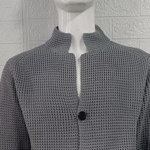 Men's Casual Stand Collar Cardigan Sweaters Long Sleeve Open Front Knitted Sweater Slim Fit Cable Knit Cardigans3
