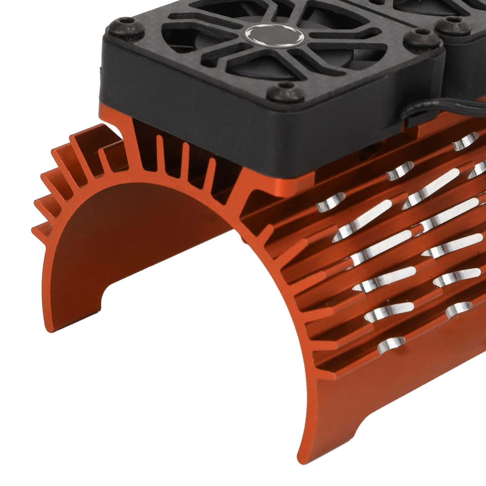 55/56/58mm RC Auto Motor Kühlkörper Lüfter Dual Fan Motor Kühlkörper Kühler für 1/5 RC Auto 8,4V 16000RPM(Orange) RC -Automodellzubehör