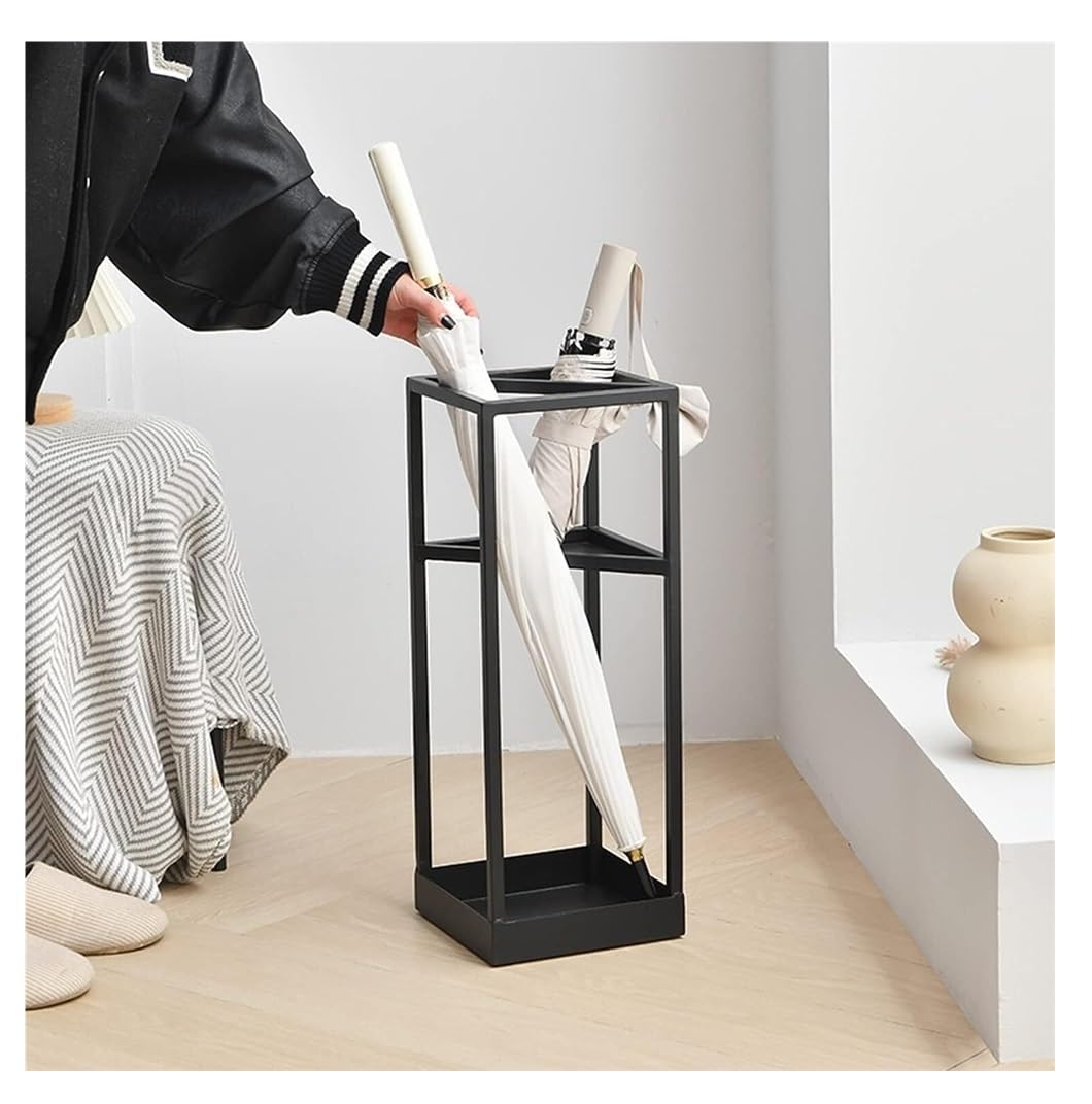 Soporte geométrico de Metal para Paraguas, Ideal para la Entrada o como Estante Independiente (Naranja, 20,5 x 20,5 x 53,3 cm).