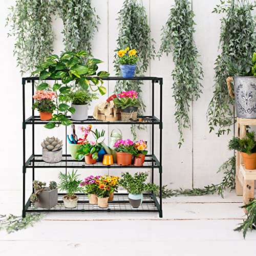 Image of EAGLE PEAK Greenhouse Shelving Staging Double 4 Tier, Outdoor /Indoor Plant Shelves, 42 inchx17 inchx42 inch, Green