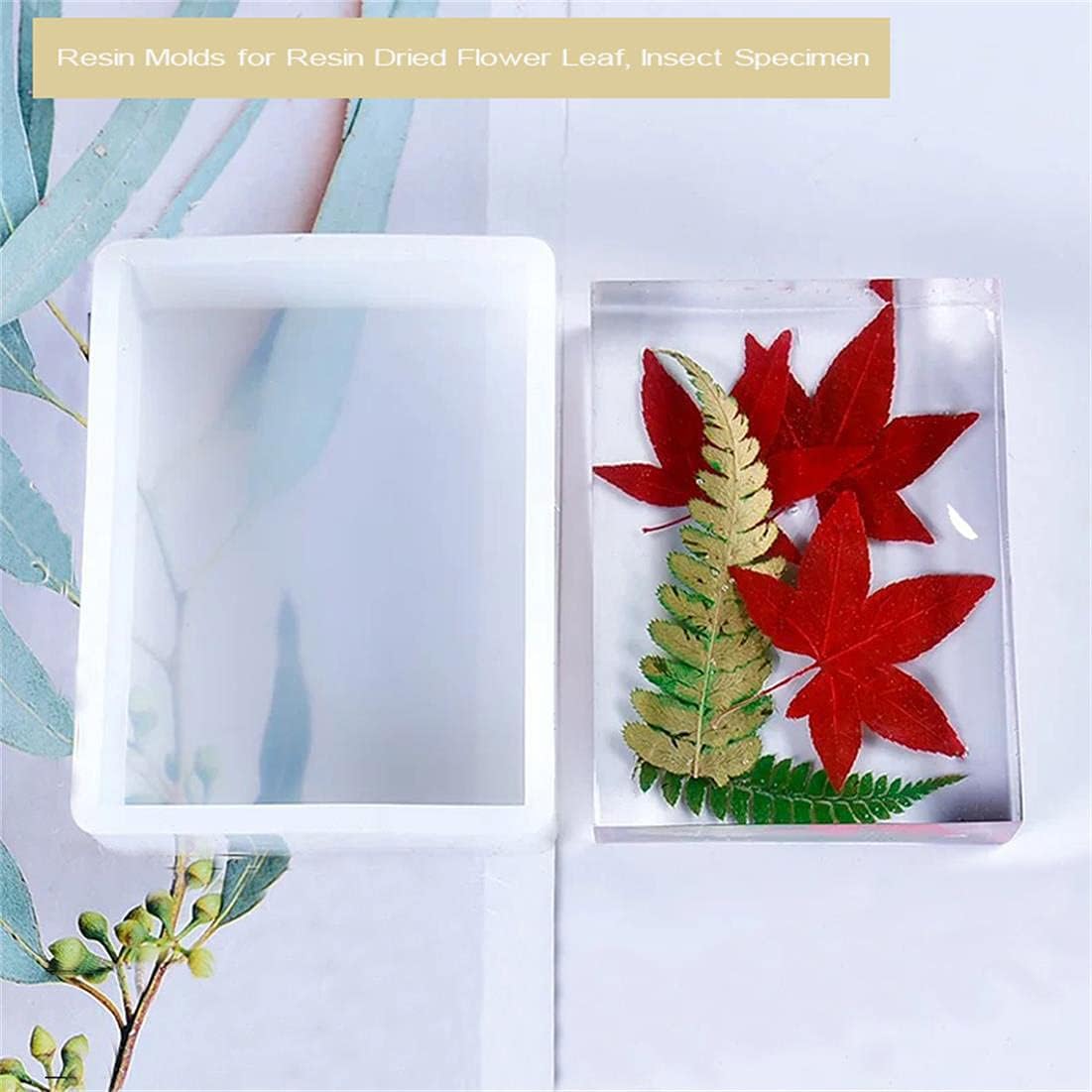 8PCS Resin Molds Silicone Kit,Epoxy Resin Casting Molds Square Pendant Molds,Epoxy Mold for Resin Jewelry, Paperweight, Diorama,Dried Flower Leaf, Insect Specimen