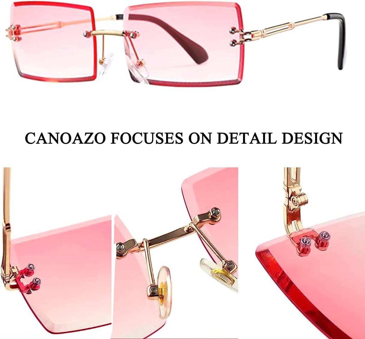 Rimless Rectangle Sunglasses Women Men Trendy Square Y2K Glasses Retro Frameless Eyewear Gradient Lens - Image 6