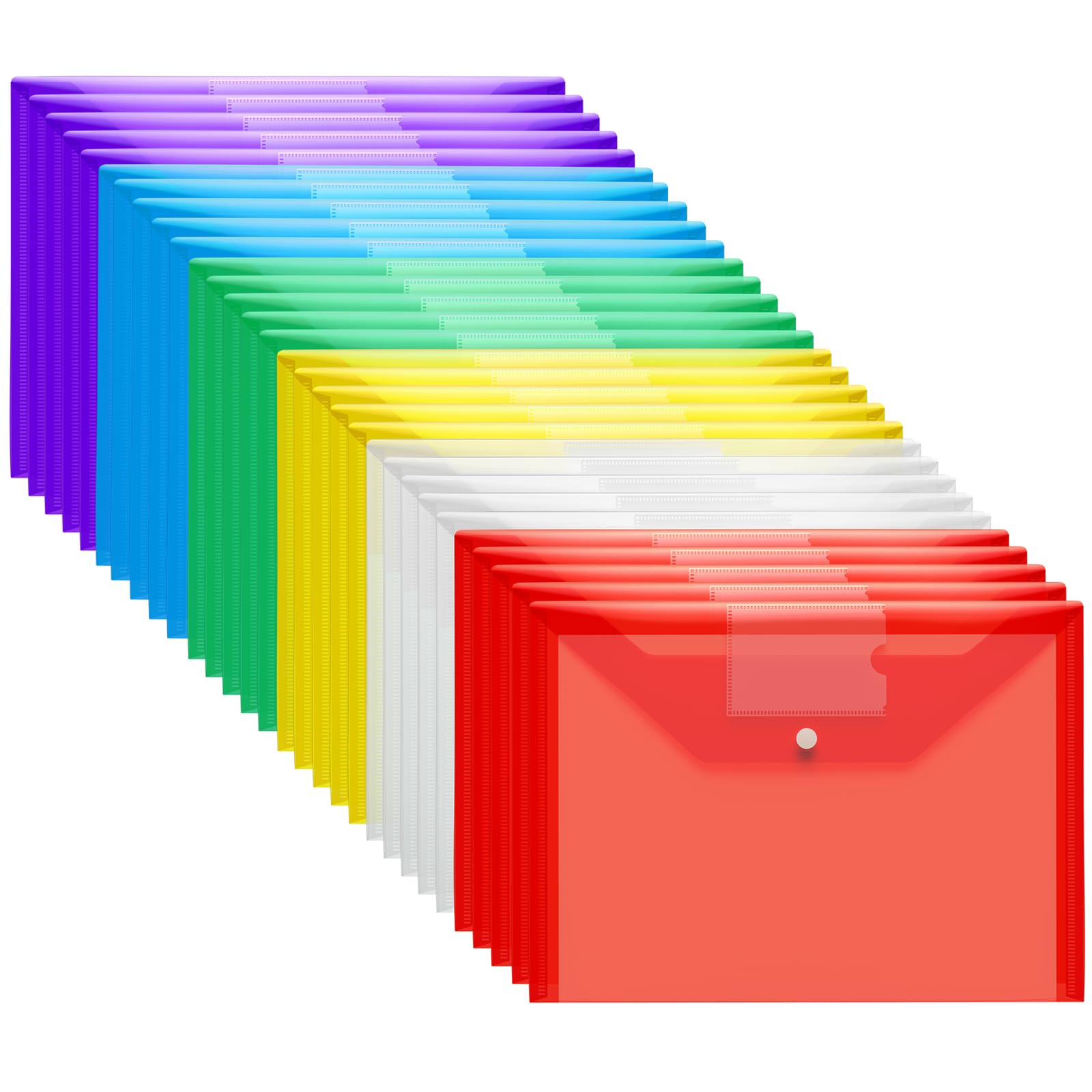 NORTHERN BROTHERS 30PCS Plastic Wallets A4 Document File Folder with Popper