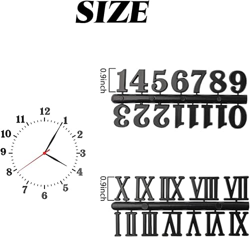 Miniatura 2 de GXXMEI Kit de 18 números de reloj que incluye números arábigos y números romanos, números de reloj digital para reemplazo de diseño, reparación de