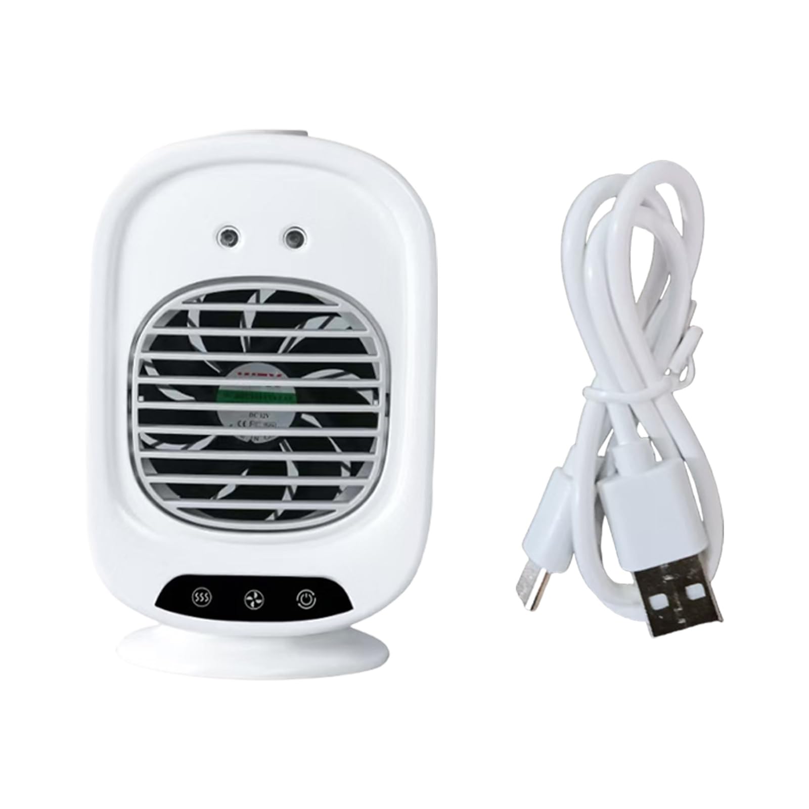 Ventilatore Portatile Multifunzionale Ventilatore da Tavolo Ricaricabile Tramite USB Struttura in plastica Adatto a Studenti Viaggiatori e campeggiatori Presente nebulizzazione Portatile