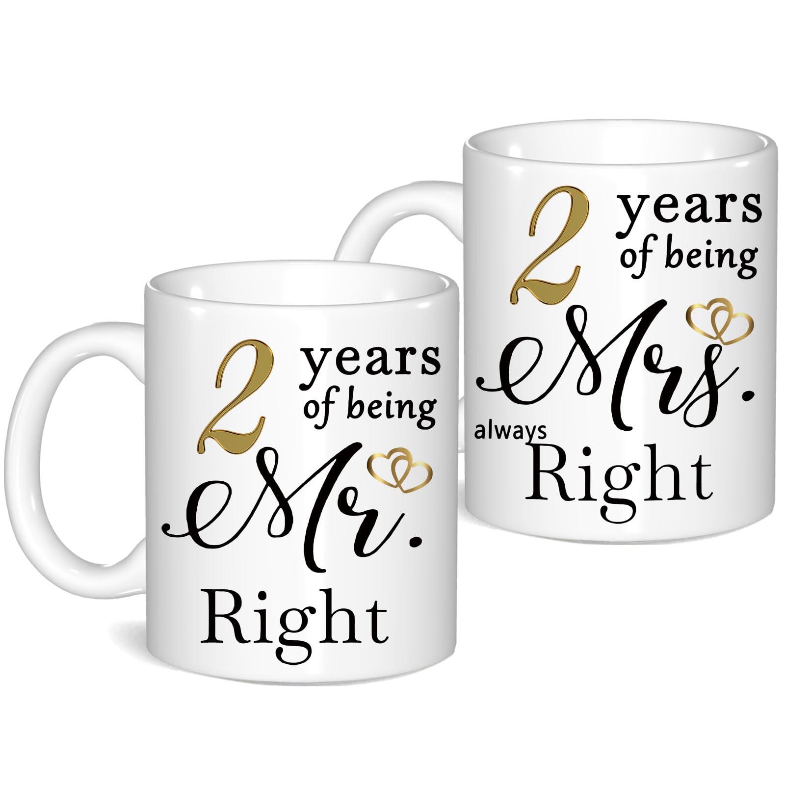 2 Year Anniversary Coffee Mugs Set of 2