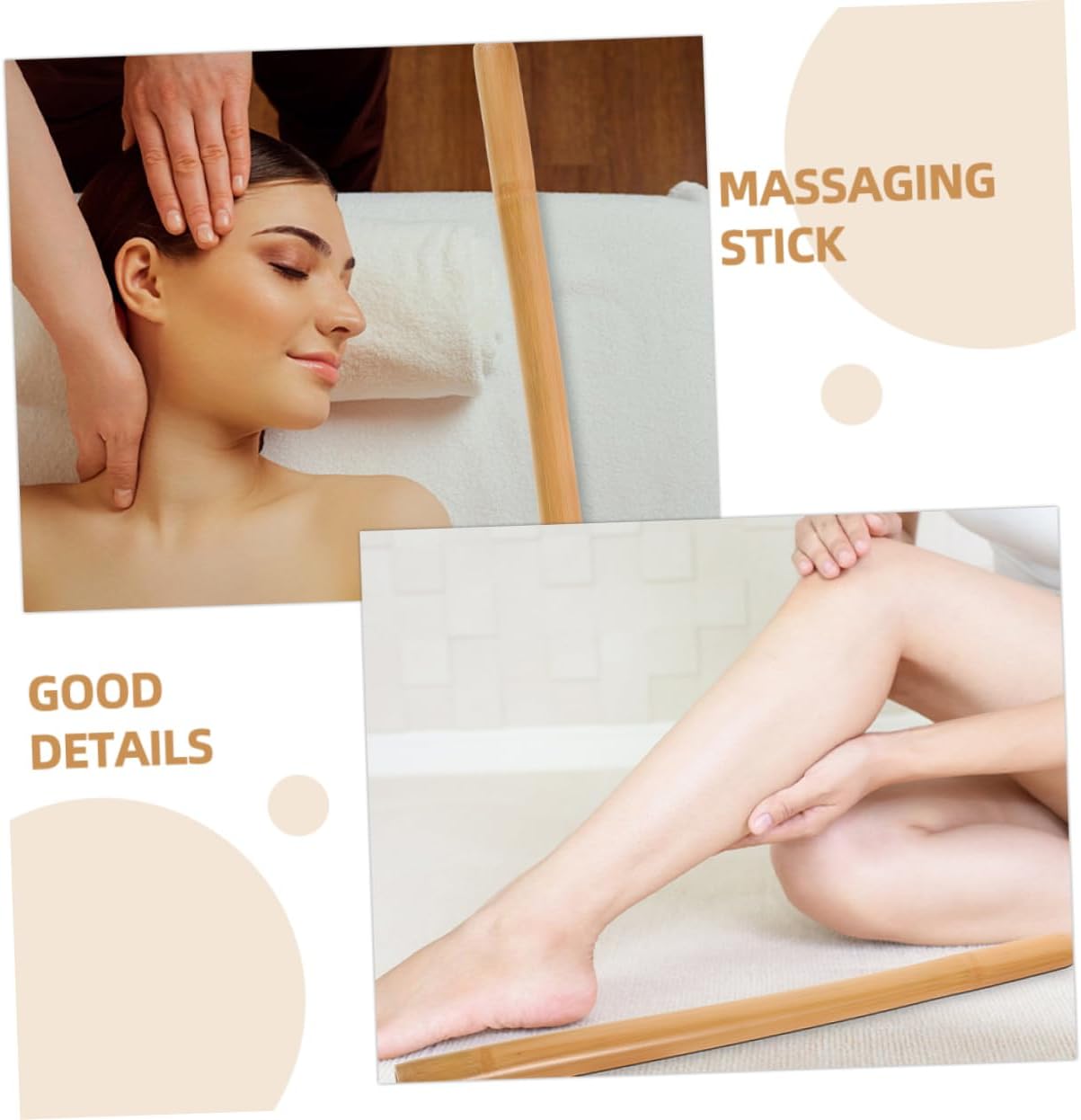 Bamboo Massage Stick Tool for Deep Tissue Relief Manual Back Massager for Home Use Non-Slip Grip Muscle Relaxation for All Body Areas