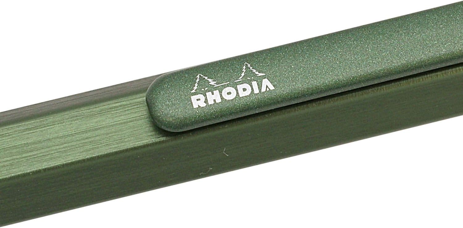 RHODIA 9387C - scRipt Refillable Ballpoint Pen Hexagonal Brushed Aluminium Barrel - Sage - 0.7 mm High Precision Retractable Ballpoint Tip, Black Ink - scRipt Collection