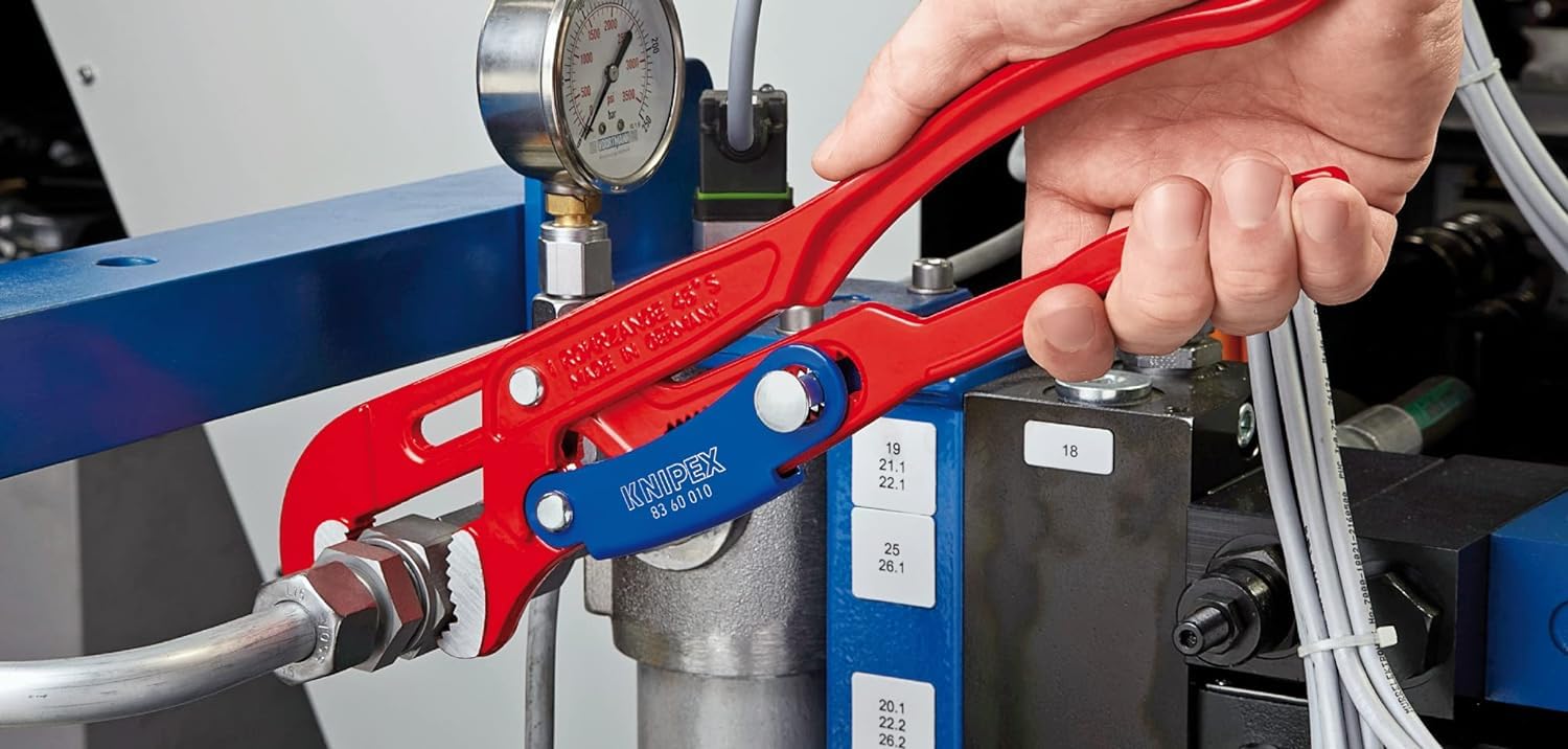 KNIPEX Llave para tubos en forma de S Con ajuste rápido recubierto de pintura pulverizada, rojo 420 mm, 83 60 015