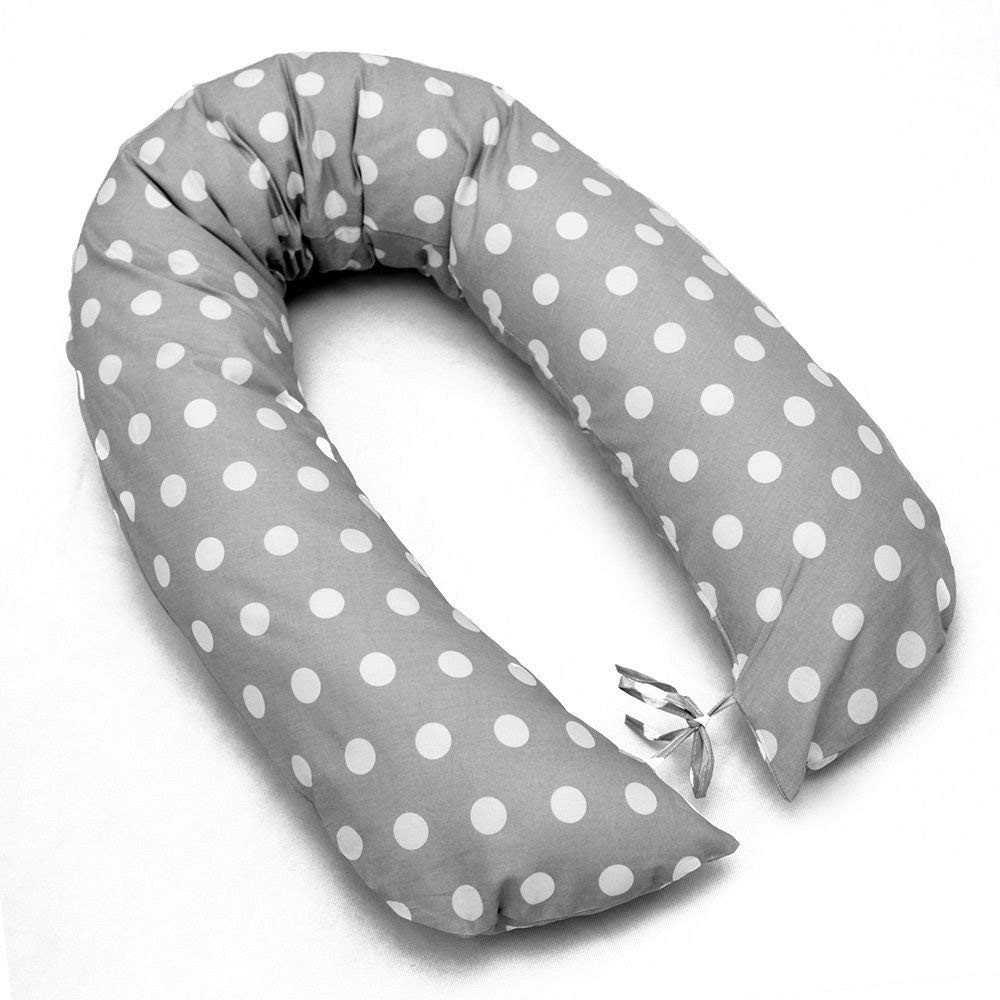 Babymam BREAST FEEDING PILLOW BABY NURSING MATERNITY PREGNANCY COTTON COVER 170CM (Dots grey)